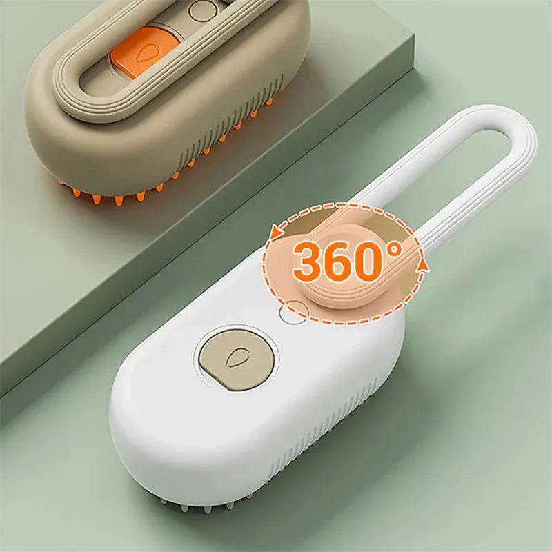 2 Piece Pet Steam Brush Set 3 in 1 Electric Spray Hair Removal Comb,Brown, USB - Image 6