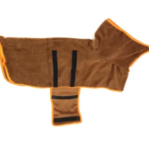 Dog Bathrobe Microfiber Absorbent Drying Coat, Brown, S