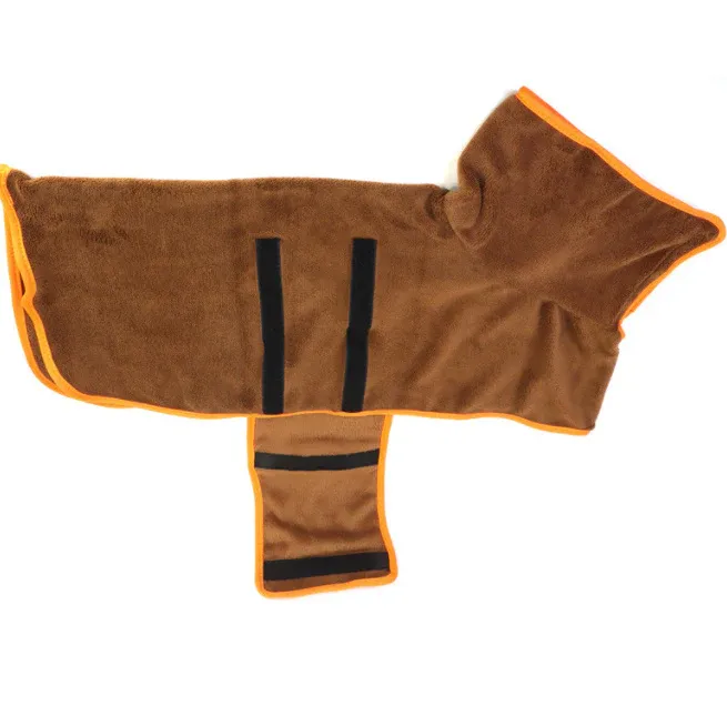 Dog Bathrobe Microfiber Absorbent Drying Coat, Brown, XL