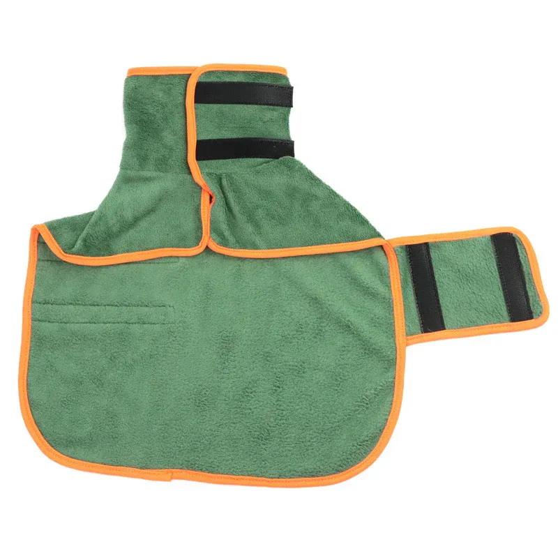 Dog Bathrobe Microfiber Absorbent Drying Coat, Green, XL