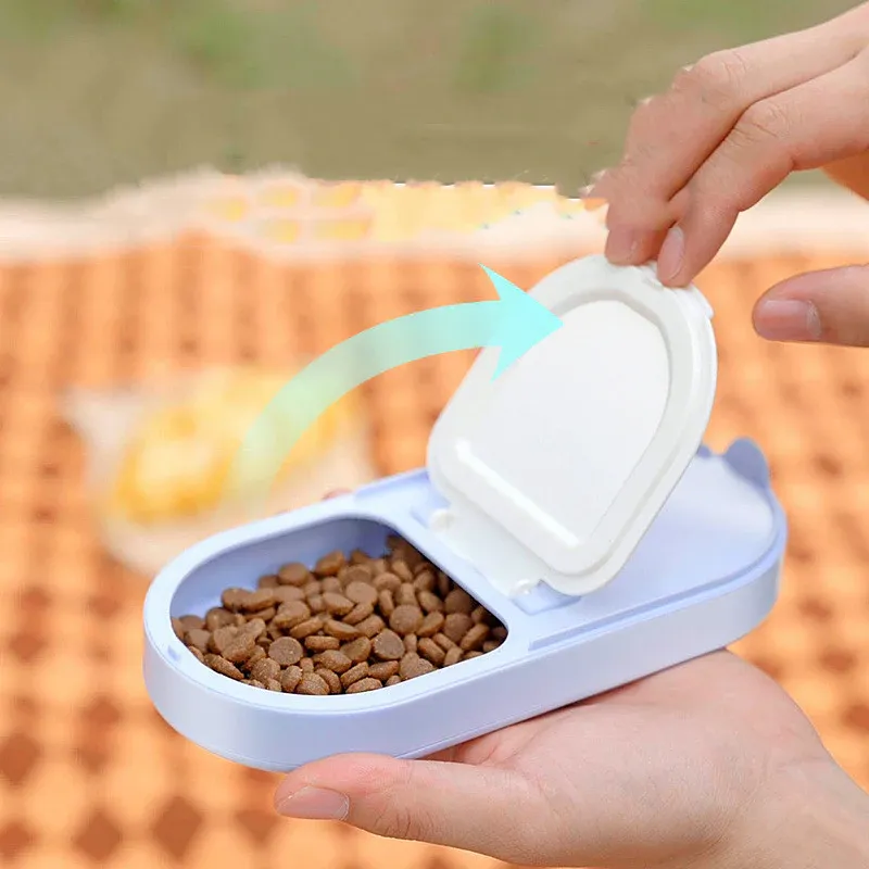 Dog Water Container and Feeder Picnic Accessory, Blue and White - Image 4