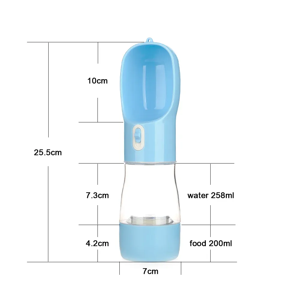 Pet Water Bottle with Integrated Feeder, Blue - Image 6