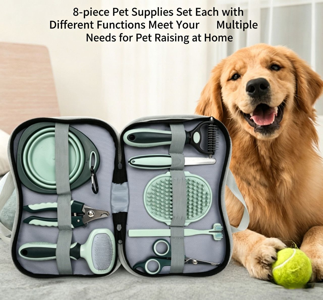8-in-1 Pet Grooming Kit, Portable Dog Cat Grooming Supplies, Storage Bag for Daily Care - Image 6