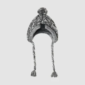 Dog Hat Knitted Windproof Winter Pom Hat, Black, L