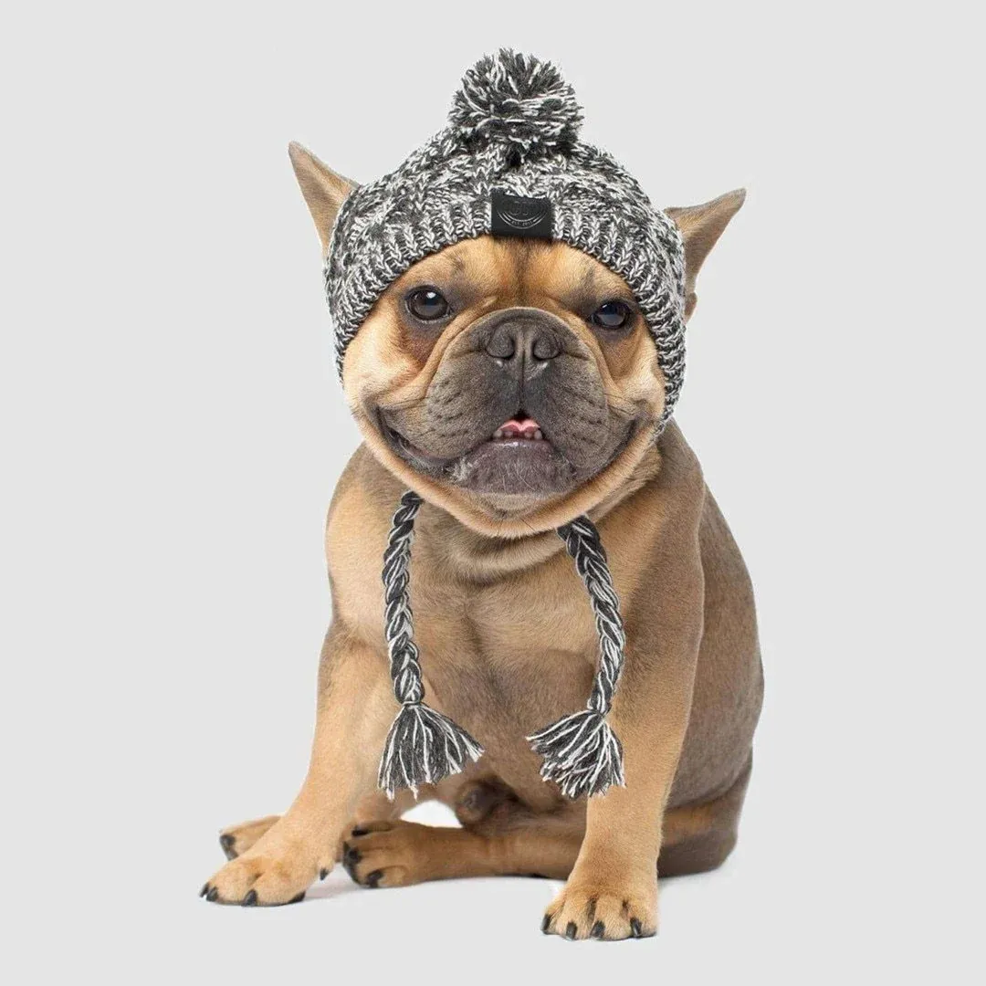 Dog Hat Knitted Windproof Winter Pom Hat, Black, S - Image 4