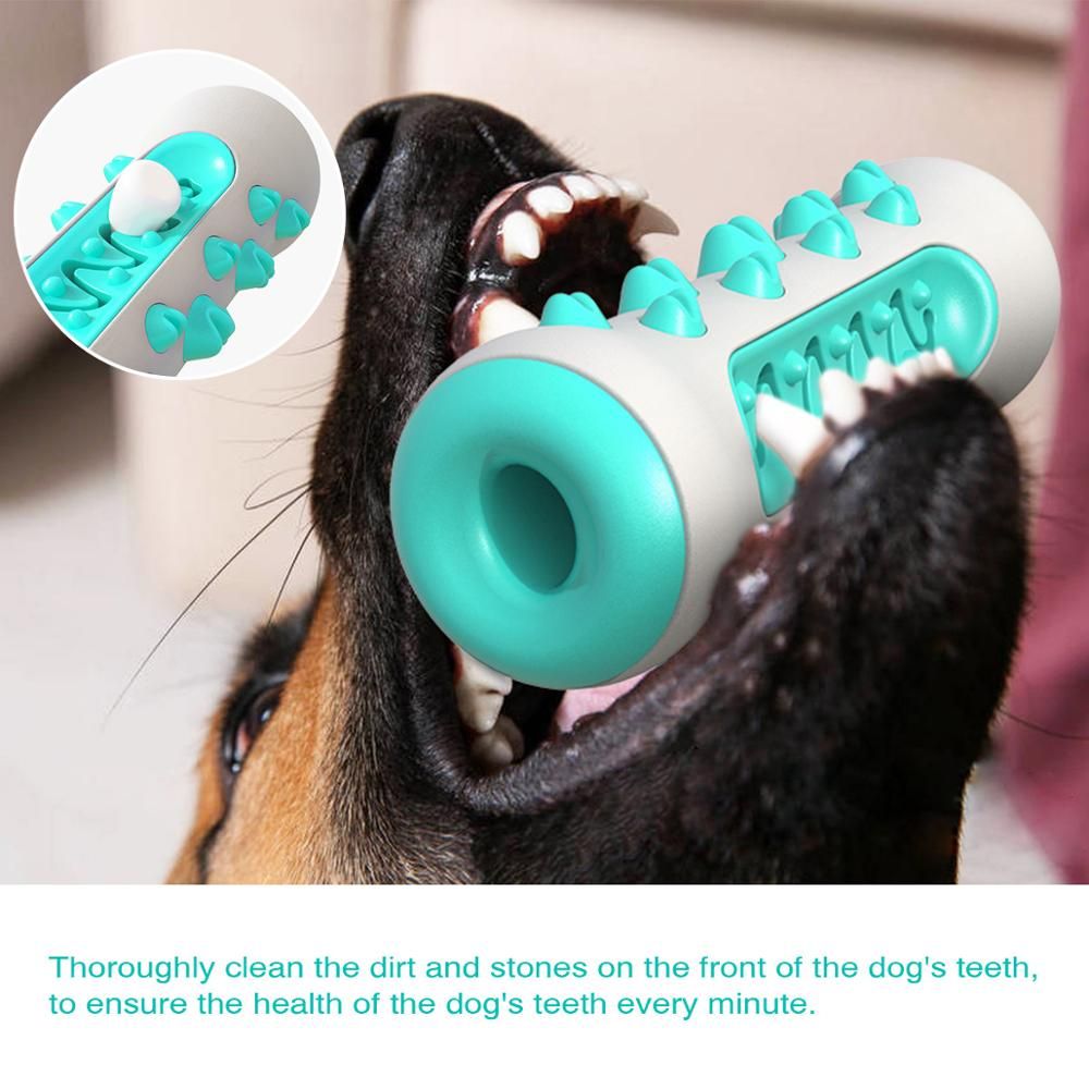 Tough Dog Chew Toy for Aggressive Chewers, Rubber Squeaky Toothbrush Toy, Green - Image 2