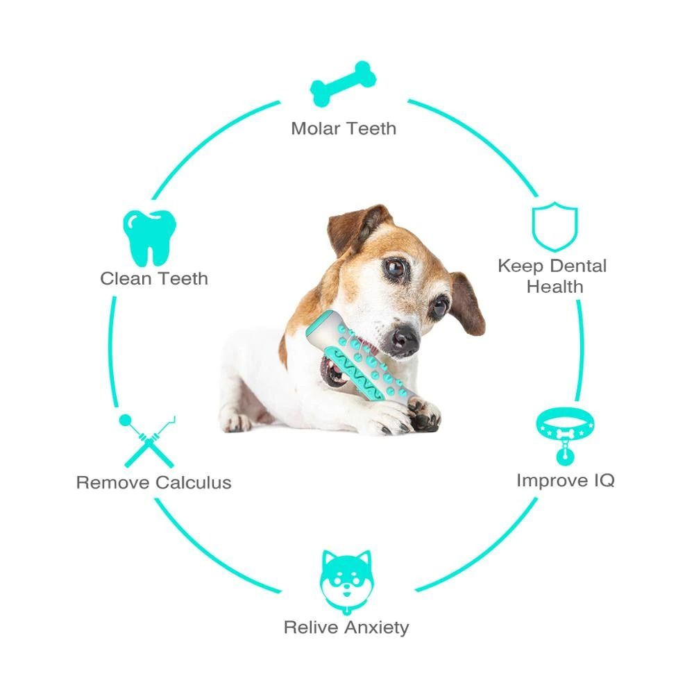 Tough Dog Chew Toy for Aggressive Chewers, Rubber Squeaky Toothbrush Toy, Green - Image 6