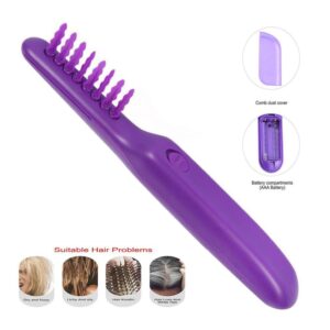 Electric Massage Comb with Detangling Brush - Dual Use Wet/Dry Negative Ion for Long Hair, with Brush Cover ,purple 27*6*4cm ,Need to bring your own battery