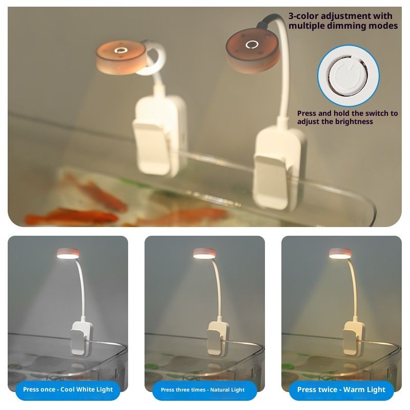 Clip-on Aquarium Light, 2pcs Full Spectrum LED Fish Lamp with 3-Color Button Control, for Fish Tanks, Plants, Terrariums, Coral - Image 3