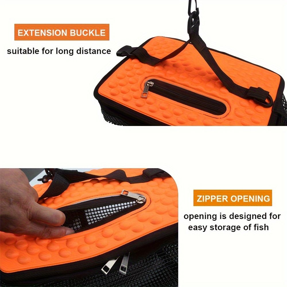 Floating Fish Basket for Live Caught, Foldable Fishing Holder Bucket Portable Collapsible Fishing Net Storage Cage for Live Fish Bait Live Well(28.45*22.1*24.89cm) - Image 3