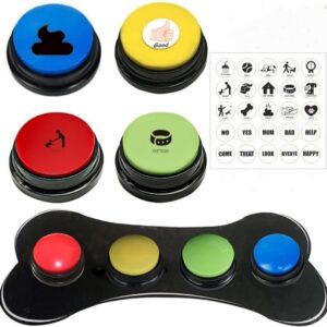 Dog Buttons Talk, Recordable Dog Clicker for Training, Dog Buttons for Communication Starter Set with Mat, Dog Talking Buttons Training Clicker for Small Dogs & Cats (Colorful, 4 Packs)