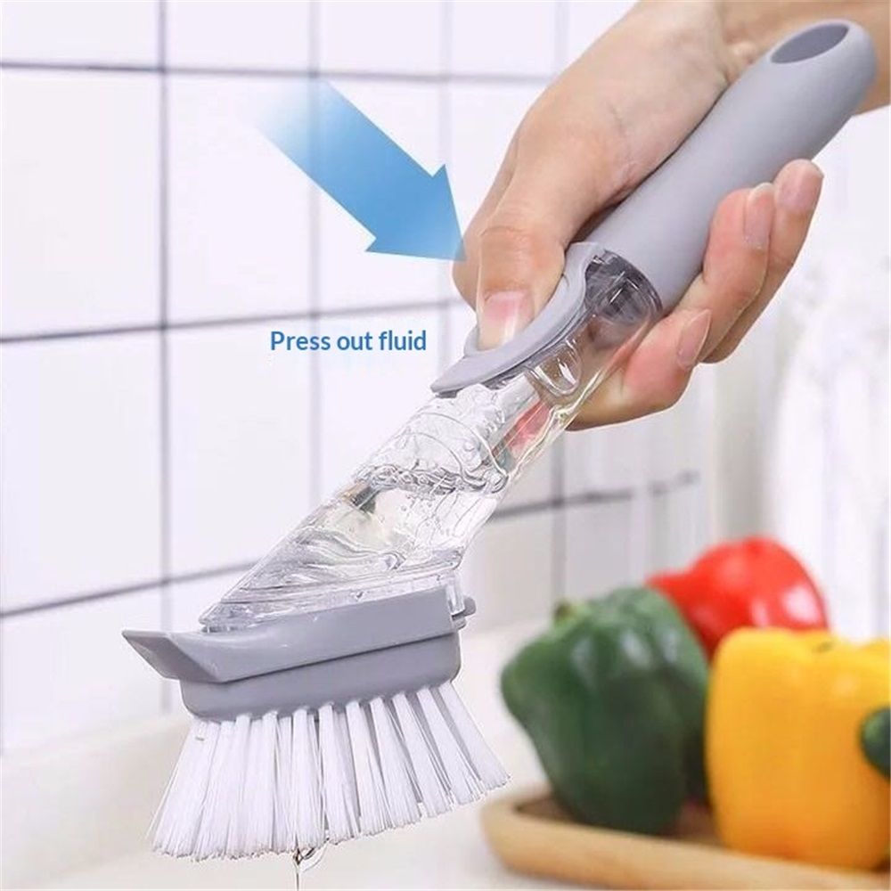 Soap Dispensing Dish Brush Storage Set, Kitchen Brush for Pot Pan Sink Cleaning, Pot Washing Sponge Lazy Cleaner Household - Image 2