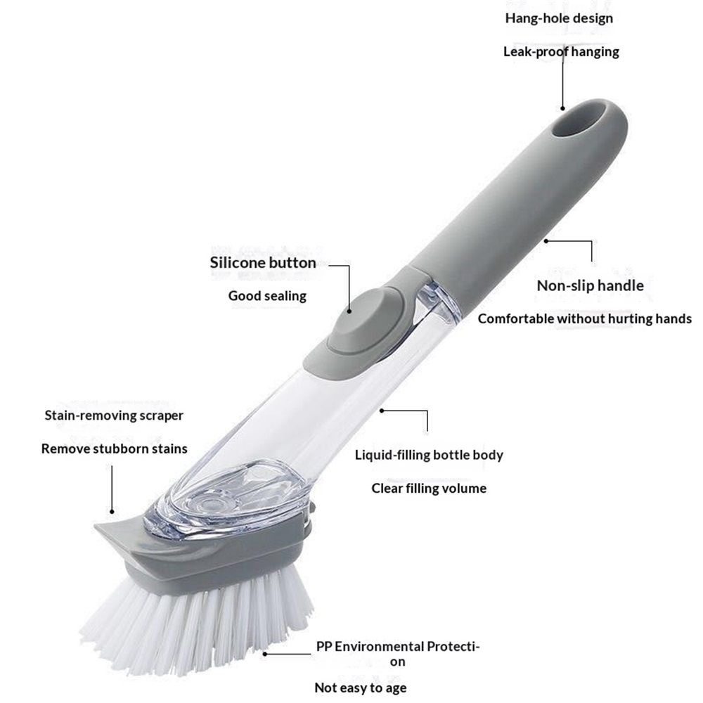 Soap Dispensing Dish Brush Storage Set, Kitchen Brush for Pot Pan Sink Cleaning, Pot Washing Sponge Lazy Cleaner Household - Image 3