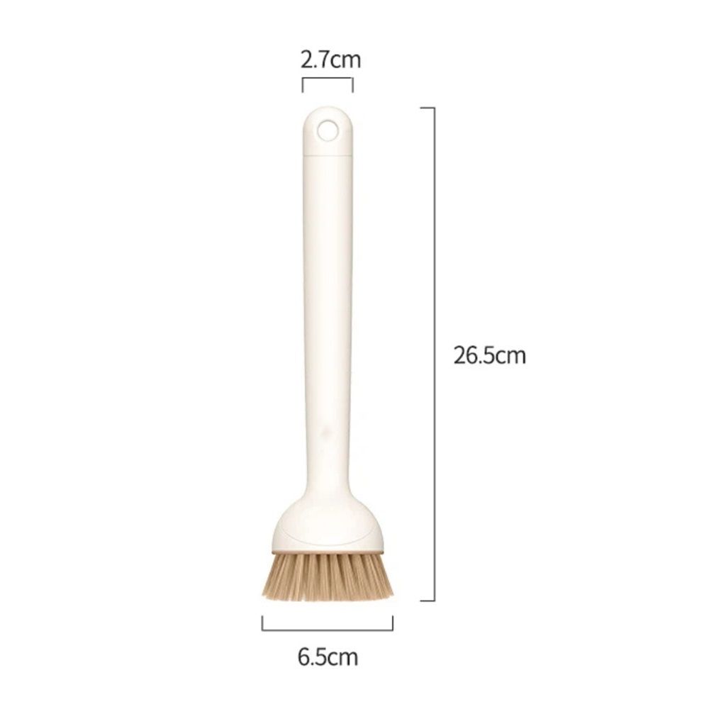 2 pack Dish Brush Set with Soap Dispensing Palm Brush Dish Scrub Brush with Soap Dispenser Palm Dish Brush Kitchen Cleaning Brush with Ergonomic Long Handle for Cleaning Sink, Pot, Pan, Cream Yellow - Image 4
