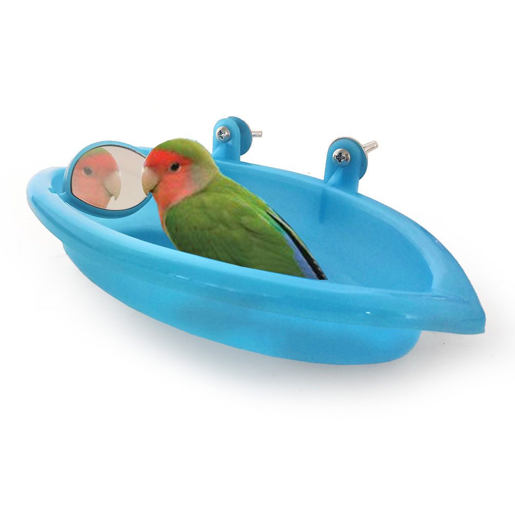 2 pack Bathtub with Mirror Toy Shower Tub Bathtub Cleaning Tool Plastic Durable Adorable Odorless for Small Parakeet - Image 4
