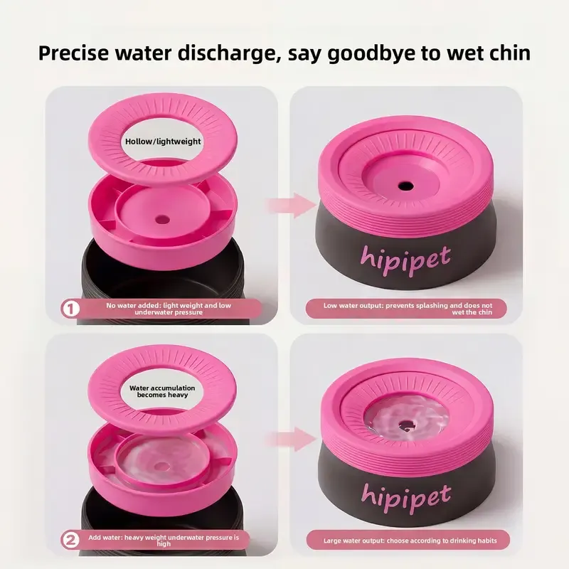 Pet Essential | Splash-Proof Non-Wet Mouth Water Bowl, Dogs and Cats Drink Freely and More Hygienically(Blackberry rose powder 1200ML) - Image 4