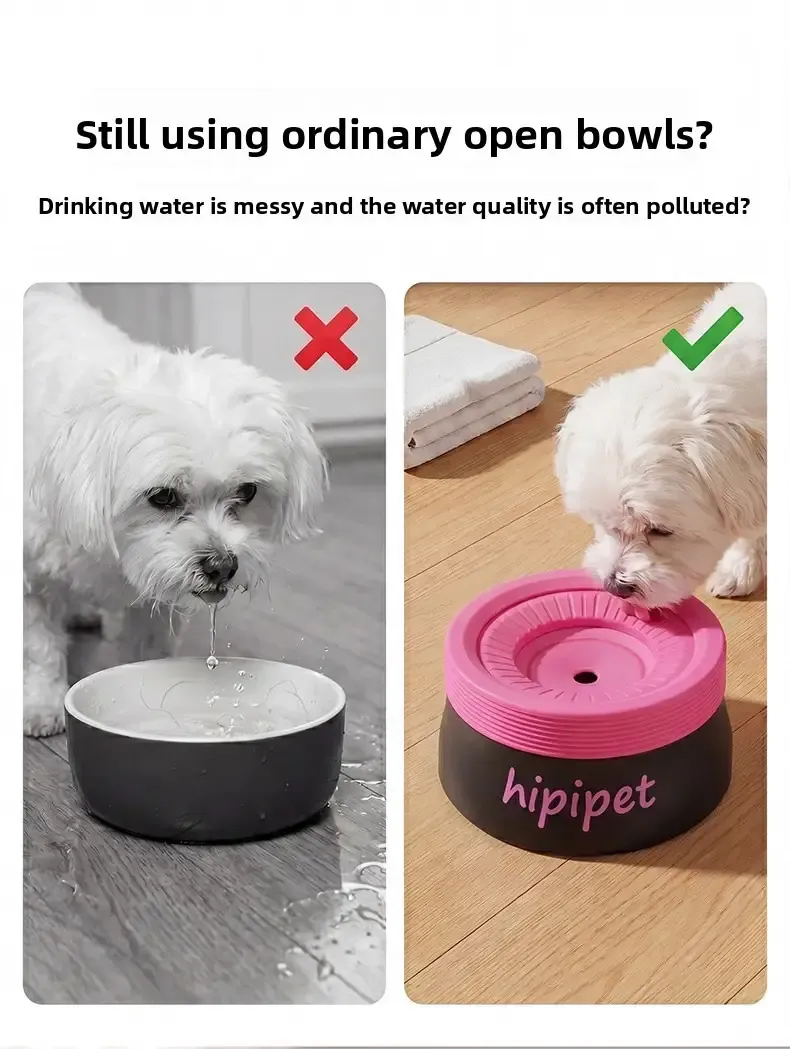 Pet Essential | Splash-Proof Non-Wet Mouth Water Bowl, Dogs and Cats Drink Freely and More Hygienically(Milk white peach powder ✪1200ML) - Image 8
