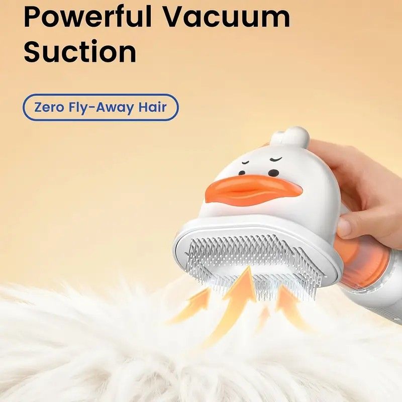 Vacuum Dog Cat Brush De-shedding Tool, 4-in-1 Self-Cleaning Slicker Brush and Undercoat Rake, De-shedding Grooming Tool, Anti-Static, Massage, Brushing Multi-Functional All-in-One (White) - Image 2