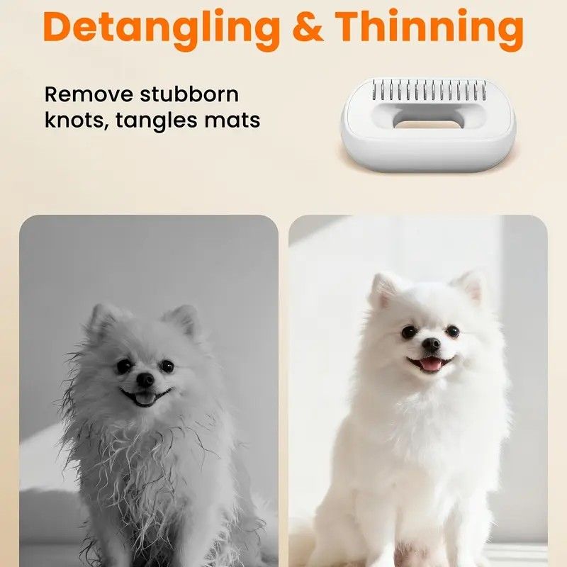 Vacuum Dog Cat Brush De-shedding Tool, 4-in-1 Self-Cleaning Slicker Brush and Undercoat Rake, De-shedding Grooming Tool, Anti-Static, Massage, Brushing Multi-Functional All-in-One (White) - Image 3