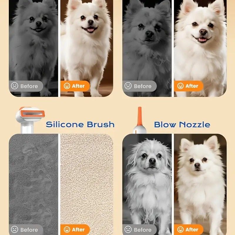 Vacuum Dog Cat Brush De-shedding Tool, 4-in-1 Self-Cleaning Slicker Brush and Undercoat Rake, De-shedding Grooming Tool, Anti-Static, Massage, Brushing Multi-Functional All-in-One (White) - Image 4
