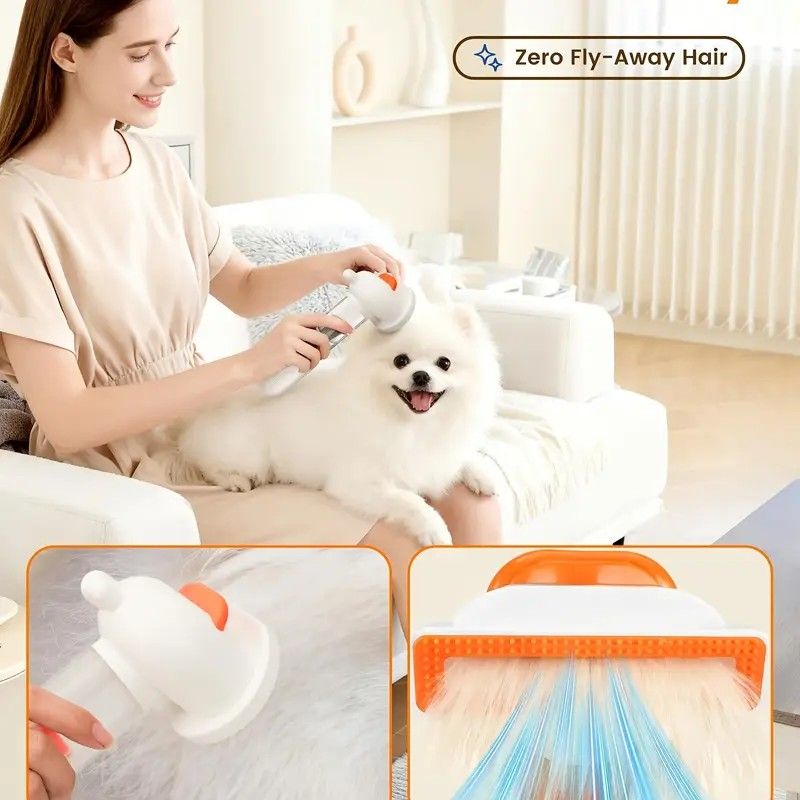 Vacuum Dog Cat Brush De-shedding Tool, 4-in-1 Self-Cleaning Slicker Brush and Undercoat Rake, De-shedding Grooming Tool, Anti-Static, Massage, Brushing Multi-Functional All-in-One (White) - Image 5