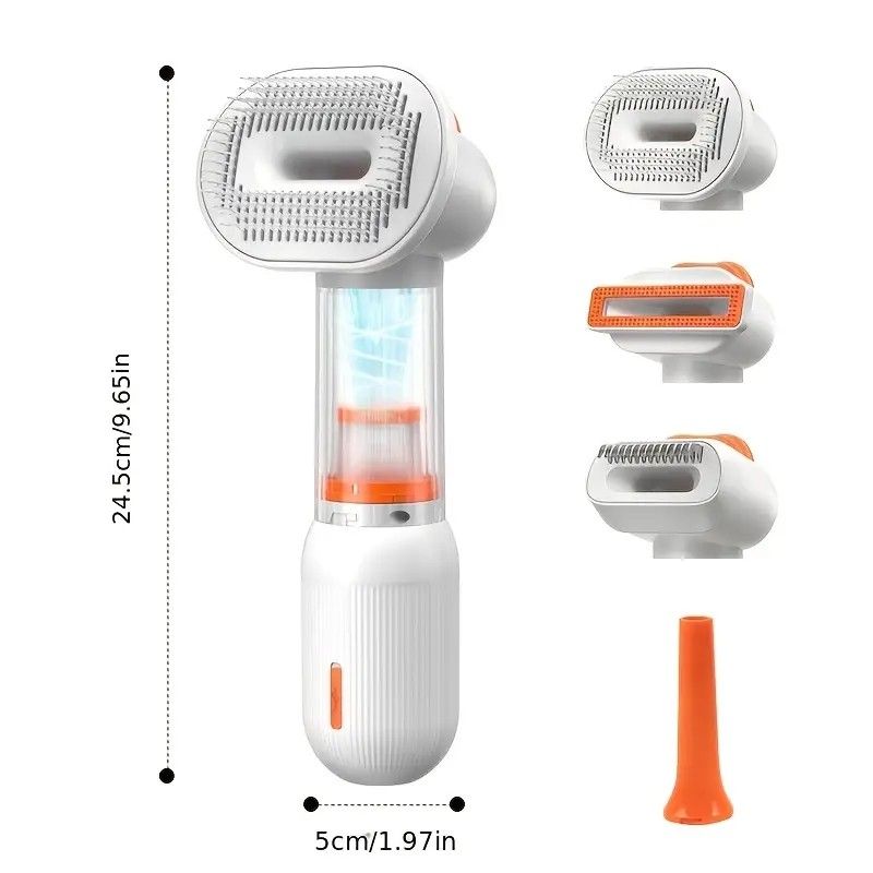 Vacuum Dog Cat Brush De-shedding Tool, 4-in-1 Self-Cleaning Slicker Brush and Undercoat Rake, De-shedding Grooming Tool, Anti-Static, Massage, Brushing Multi-Functional All-in-One (White) - Image 6