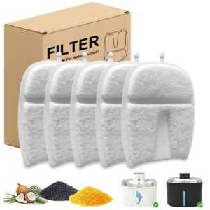 U7 Cat Water Fountain Filters 5 Pack, Triple Filtration Pet Water Fountain Replacement Filters, Food Grade Filters for U7 Wireless Cat Water Fountain, Remove Hair, Odour & Heavy Metals