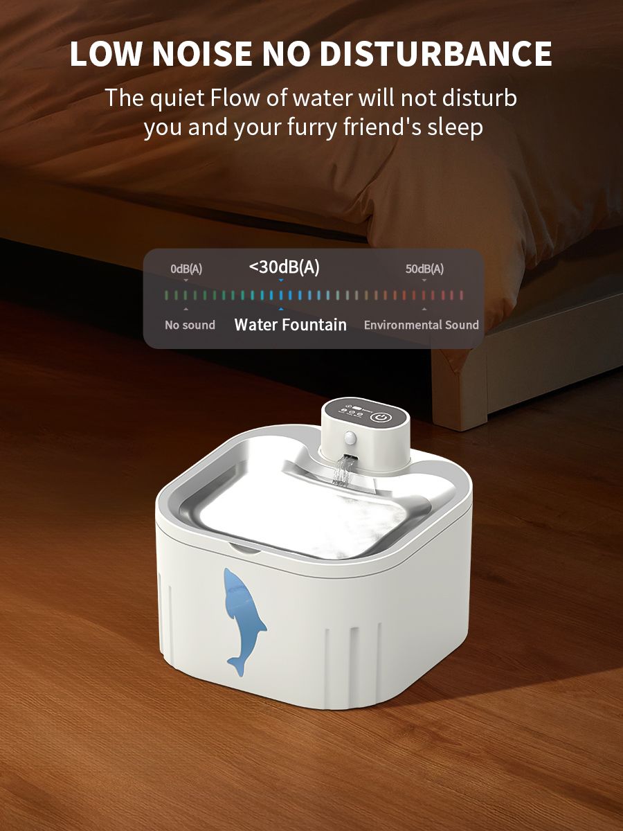 U7 Cat Water Fountain Waterer 3L/101oz, Wireless & USB Rechargeable Pet Water Fountain with 304 Stainless Steel Lid, Smart Infrared Motion Sensor Automatic Pet Water Dispenser, Ultra Quiet Pump, Detachable Easy Clean - Image 7