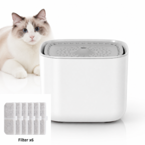 White 3L/101oz Automatic Cat Water Fountain,6 Filters Included, Pet Water Dispenser with USB Wired Power, Detachable Design, Ultra-Quiet Pump (≤30dB), 3-Stage Filtration, Anti-Dry Burning Warning Light, BPA-Free for Multiple Cats & Small Dogs