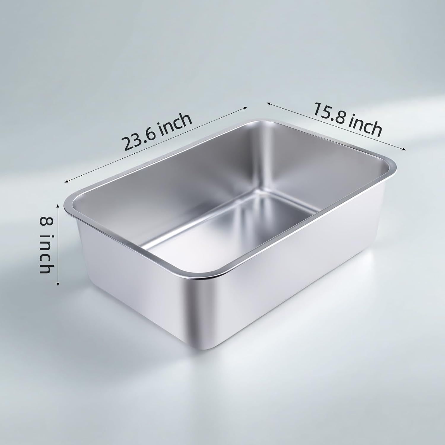 Stainless Steel Cat Litter Box - Large Metal High-Sided Pan for Cats, Pets, Non-Stick, Odor-Free, Easy to Clean, Splash-Proof, Durable (23.6" L x 15.8" W x 8" H) - Image 7