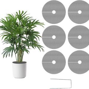 Plant Pot Cover Soil Blocker Mesh Mat Plant Protector from Cats Indoor Animals Flexible Cuttable Plant Covers with Pins Breathable Garden Plant Cover for Digging Spills 6 Pack 30cm