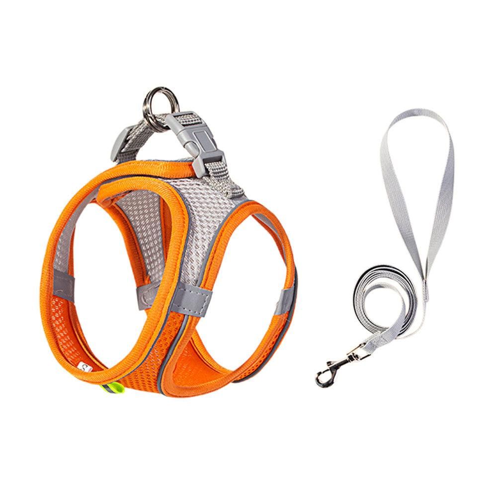 Pet Cat Harness and Leash Set Breathable Vest with Reflective Strip for Kitten Walking Traveling Orange - S - Image 4