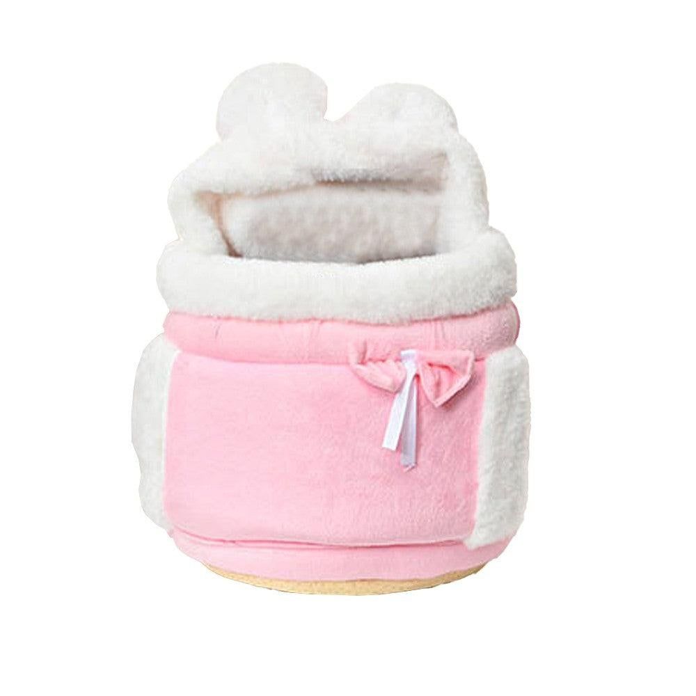 Plush Pet Carrier Backpack Pet Warm Bag with Hand Warmer Pocket Pink - S - Image 7