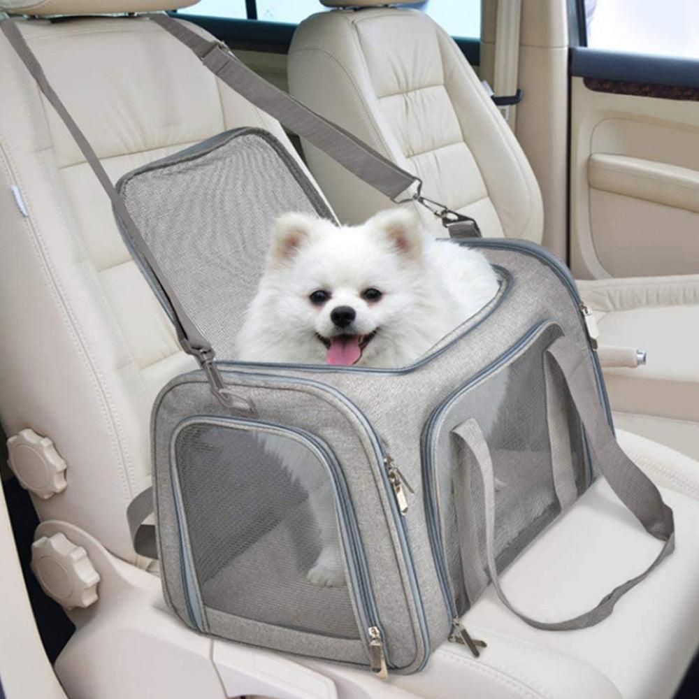 Foldable Travel Pet Carrier Bag Portable Cat Dog Kennel Bag Grey - S - Image 2