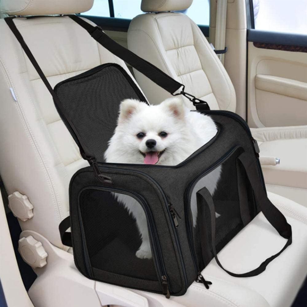 Foldable Travel Pet Carrier Bag Portable Cat Dog Kennel Bag Black - S - Image 2