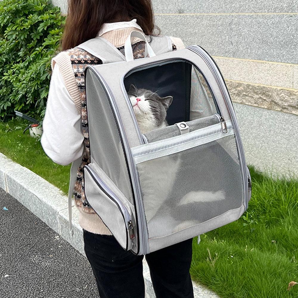 Travel Pet Cat Carrier Backpack Portable Breathable Outdoor Grey - Image 3