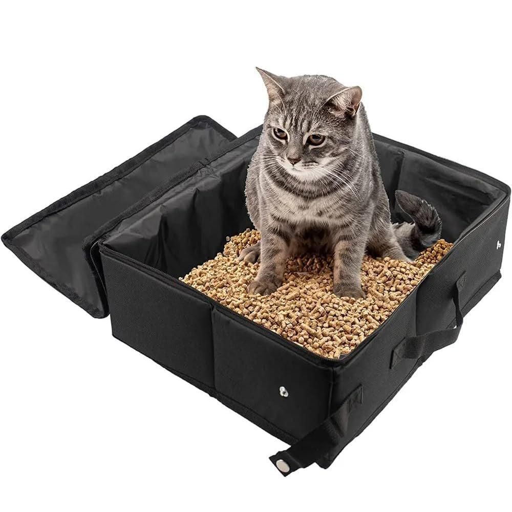 Portable Foldable Cat Travel Litter Box - Waterproof & Easy to Clean Black - Image 3