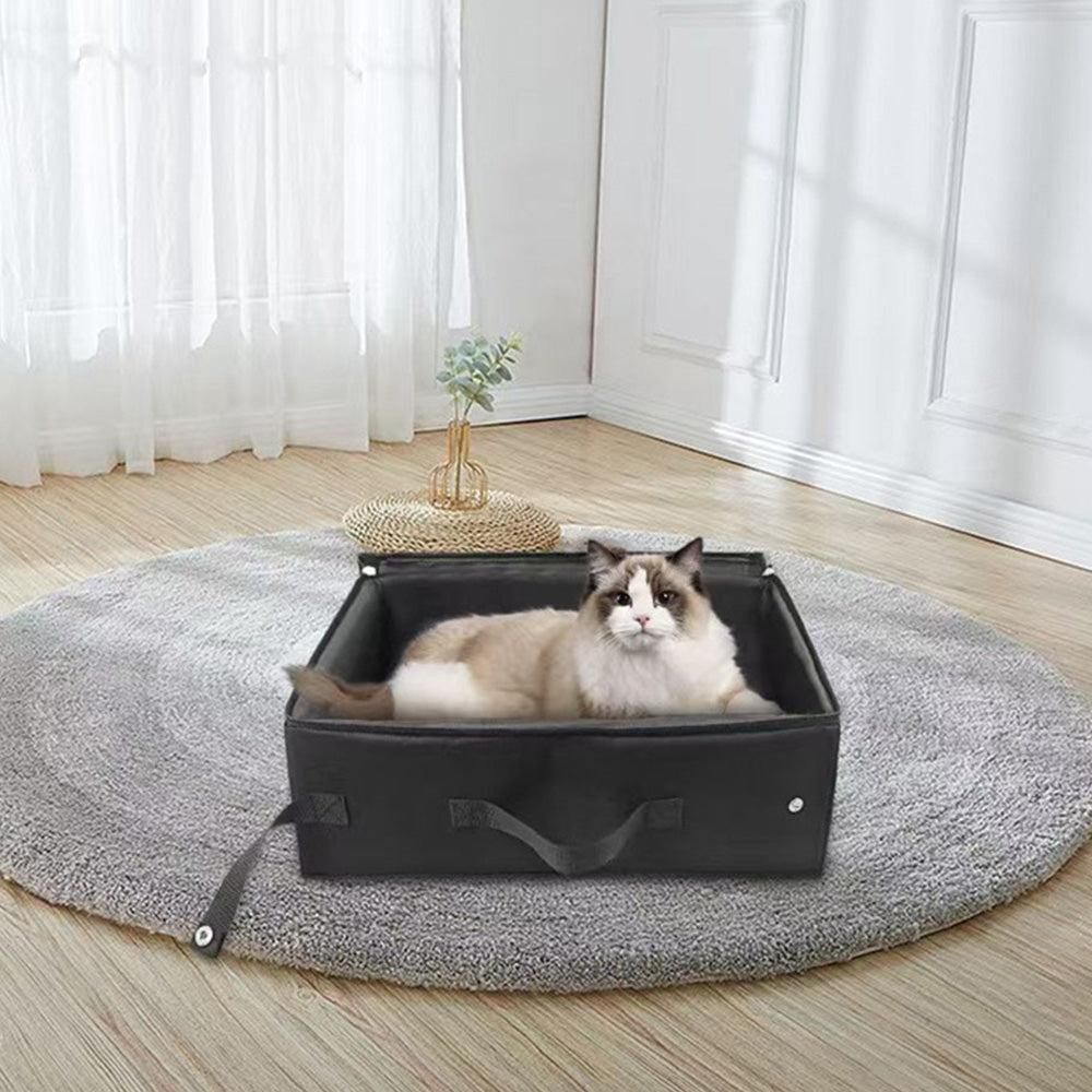 Portable Foldable Cat Travel Litter Box - Waterproof & Easy to Clean Black - Image 6