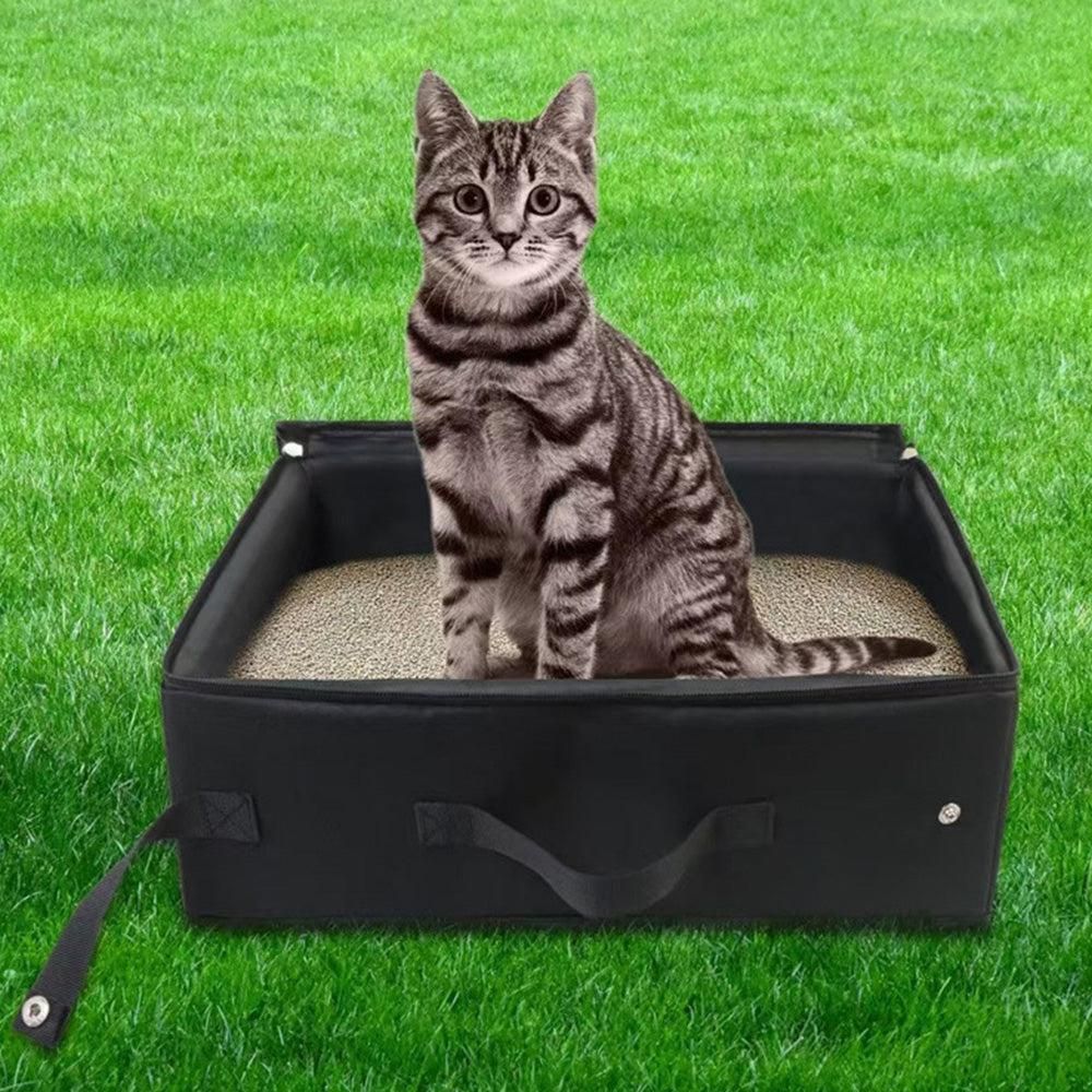 Portable Foldable Cat Travel Litter Box - Waterproof & Easy to Clean Black - Image 8