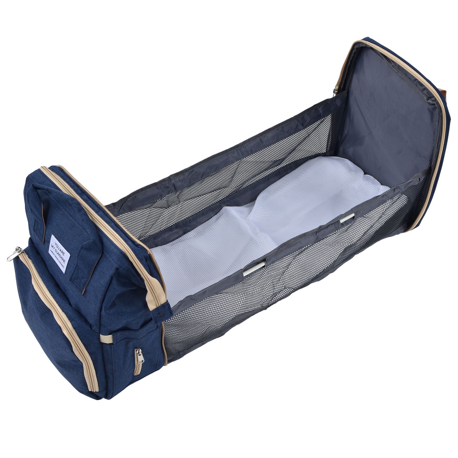 Backpack Multifunctional Foldable Large Capacity Baby Diaper Storage Bag for TravelDark Blue - Image 3
