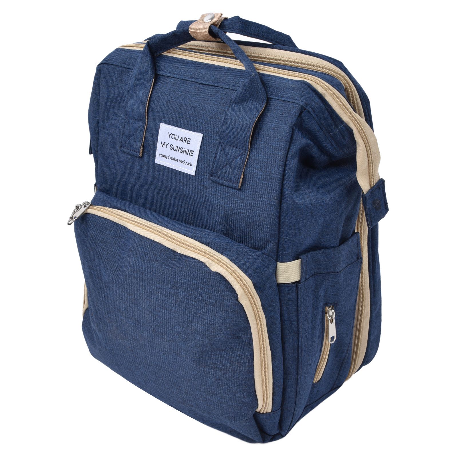 Backpack Multifunctional Foldable Large Capacity Baby Diaper Storage Bag for TravelDark Blue - Image 4