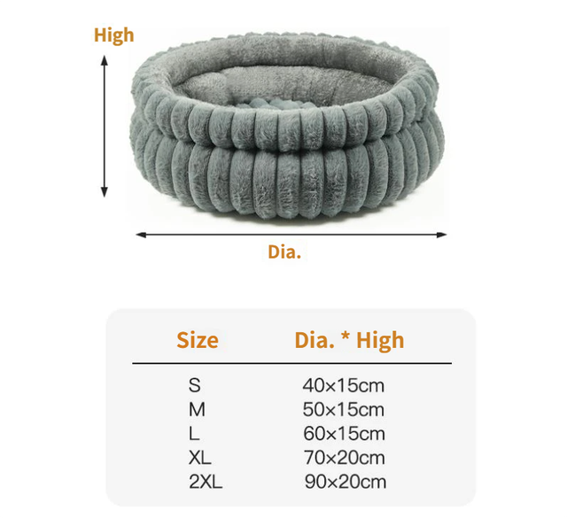 White Plush Round Pet Bed with Gap Entry & Removable Cushion S Size - Thickened Warm Anti Slip Cats and Dogs Donut Nest for All Seasons, Cozy and Soft Sleeping Bed for Home Use, L Size 60*60*15CM - Image 2