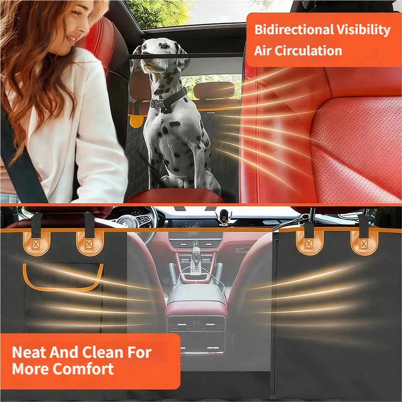 Waterproof Dog Car Rear Seat Protector 135 x 148CM - Durable Oxford Non Slip Pet Hammock with Storage Pockets , Zipper Mesh Window and 6 Fixed Buckles, Seat Belt Access Opening and Pet Leash - Image 4