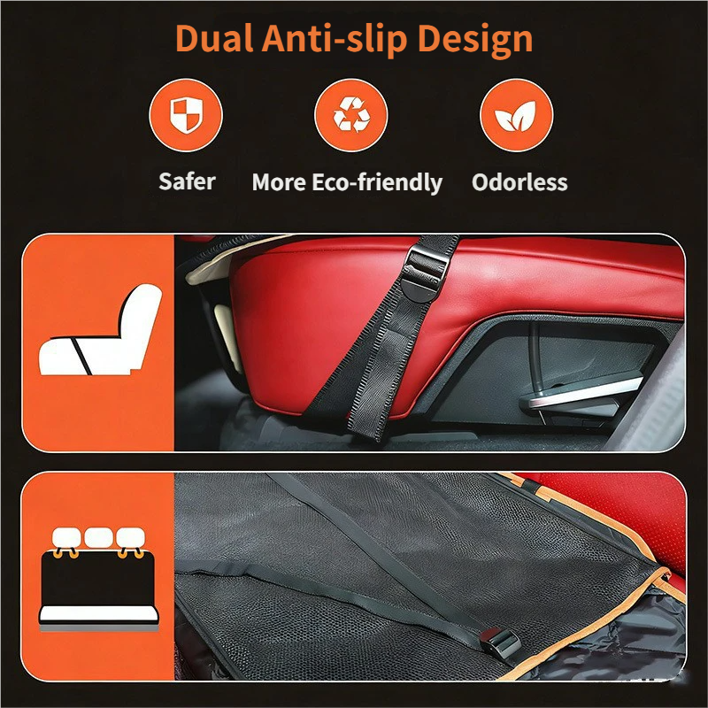 Waterproof Dog Car Rear Seat Protector 135 x 148CM - Durable Oxford Non Slip Pet Hammock with Storage Pockets , Zipper Mesh Window and 6 Fixed Buckles, Seat Belt Access Opening and Pet Leash - Image 5