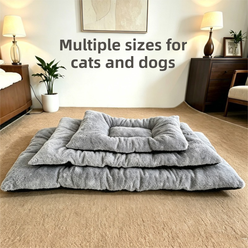 40 x 60CM Large Plush Pet Bed Mat for Dogs & Cats – Light Grey Double-Sided Soft Cushion, Breathable Moisture-Resistant Sleeping Pad for Small, Medium & Large Pets - Image 4