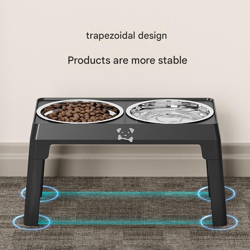 Grey Adjustable Elevated Dog Bowl Stand with Stainless Steel Double Bowls, Foldable Raised Pet Feeding Station for Medium & Large Dogs, Anti-Slip Height Adjustable Food and Water Feeder - Image 6