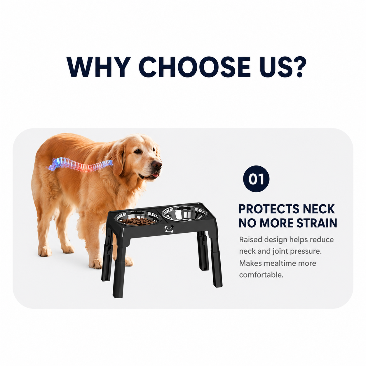 Black Adjustable Elevated Dog Bowl Stand with Stainless Steel Double Bowls, Foldable Raised Pet Feeding Station for Medium & Large Dogs, Anti-Slip Height Adjustable Food and Water Feeder - Image 7