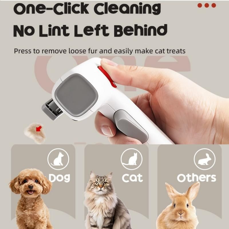 White and Grey 2-in-1 Pet Dematting & Deshedding Grooming Comb, Self-Cleaning Dog and Cat Brush with One-Click Hair Removal, Stainless Steel Undercoat Rake for Dogs, Cats & Small Pets - Image 7