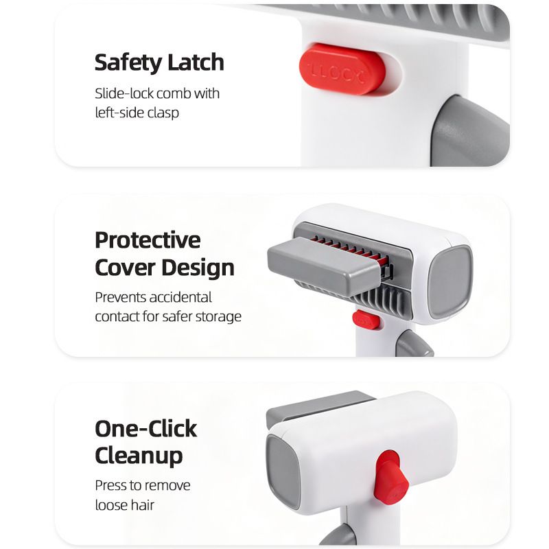 Pet Care Bundle Set – Grey Adjustable Elevated Double Dog Bowl & White and Grey 2-in-1 Self-Cleaning Pet Grooming Comb, Stainless Steel Feeding Station and Deshedding Brush for Dogs & Cats - Image 10