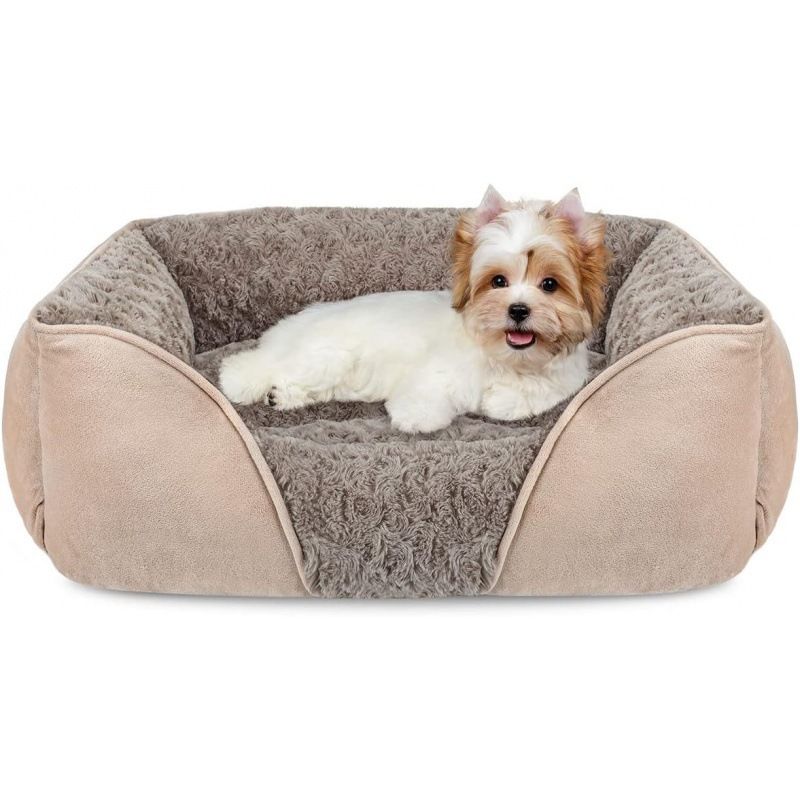 Camel Small & Medium Pet Bed - Washable Rectangle Dog Bed with Bolstered Walls and Anti-Slip Bottom, S (60×45×14cm) - Image 2